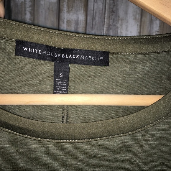 White House Black Market Olive Green Button Shoulder Tee - Picture 4 of 4